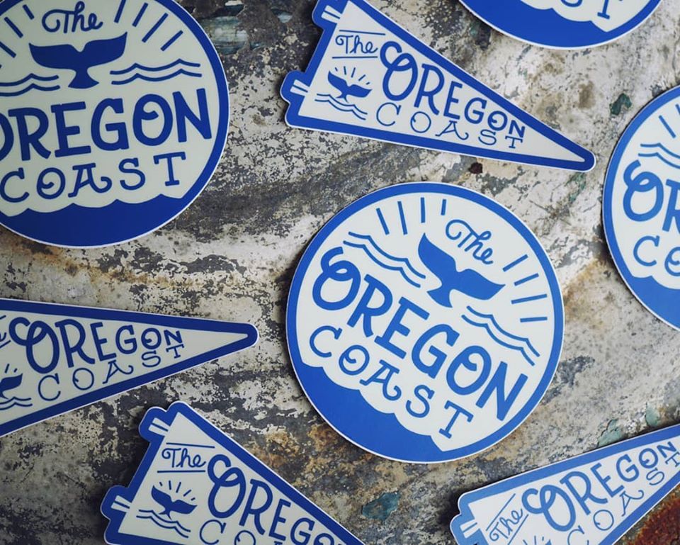 Oregon Coast Whale Sticker - Circle